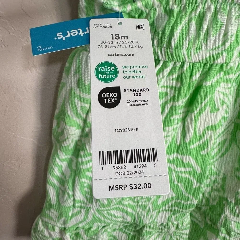 New Carter’s 18m Tropical Green Dress and Bloomers